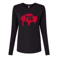 716 Area Code Buffalo New York BFLO WNY Womens Cotton Relaxed Long Sleeve T-Shirt