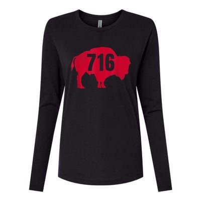 716 Area Code Buffalo New York BFLO WNY Womens Cotton Relaxed Long Sleeve T-Shirt