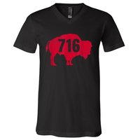 716 Area Code Buffalo New York BFLO WNY V-Neck T-Shirt