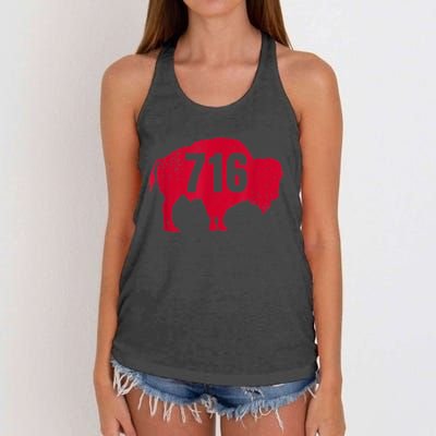 716 Area Code Buffalo New York BFLO WNY Women's Knotted Racerback Tank