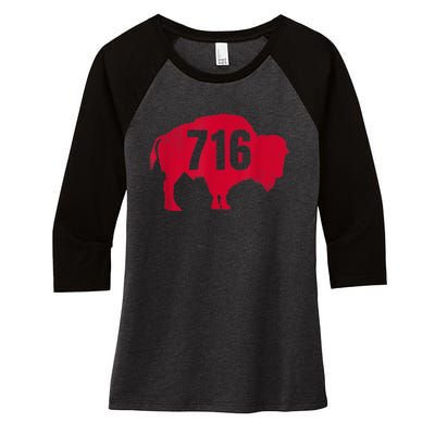 716 Area Code Buffalo New York BFLO WNY Women's Tri-Blend 3/4-Sleeve Raglan Shirt