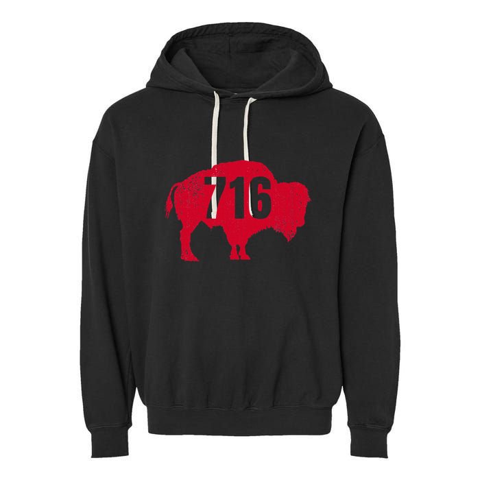 716 Area Code Buffalo Garment-Dyed Fleece Hoodie