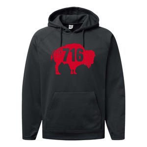 716 Area Code Buffalo Performance Fleece Hoodie