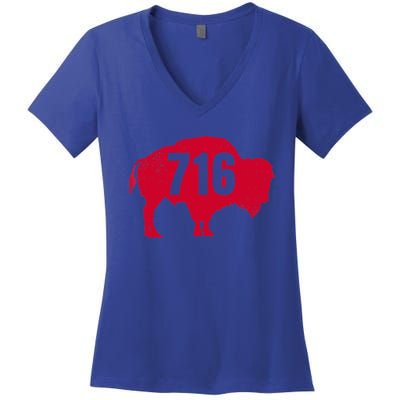 716 Area Code Buffalo New York Bflo Wny Meaningful Gift Women's V-Neck T-Shirt