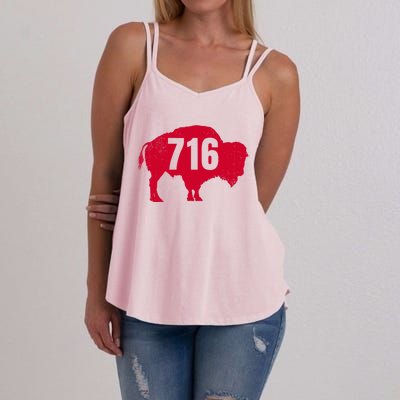 716 Area Code Buffalo New York Bflo Wny Meaningful Gift Women's Strappy Tank