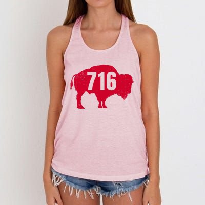 716 Area Code Buffalo New York Bflo Wny Meaningful Gift Women's Knotted Racerback Tank