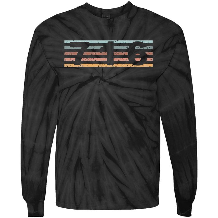 716 Area Code Retro New York Buffalo Tie-Dye Long Sleeve Shirt