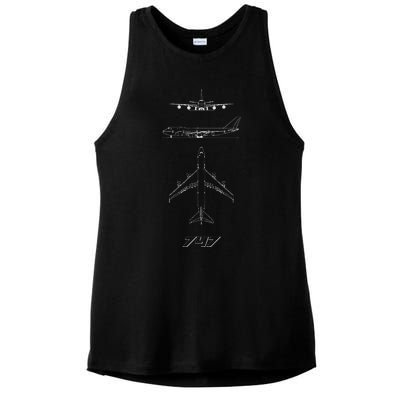 747 Aircraft Drawing Ladies PosiCharge Tri-Blend Wicking Tank