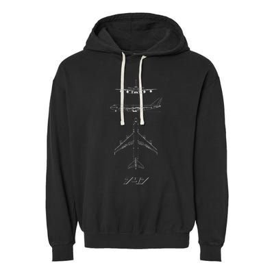 747 Aircraft Drawing Garment-Dyed Fleece Hoodie