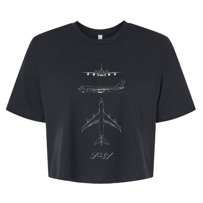 747 Aircraft Drawing Bella+Canvas Jersey Crop Tee