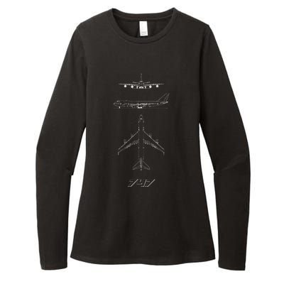 747 Aircraft Drawing Womens CVC Long Sleeve Shirt