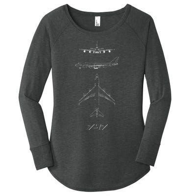 747 Aircraft Drawing Women's Perfect Tri Tunic Long Sleeve Shirt