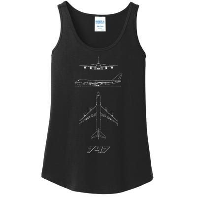 747 Aircraft Drawing Ladies Essential Tank