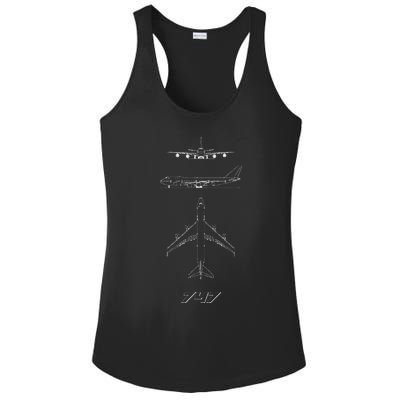 747 Aircraft Drawing Ladies PosiCharge Competitor Racerback Tank