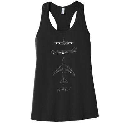 747 Aircraft Drawing Women's Racerback Tank