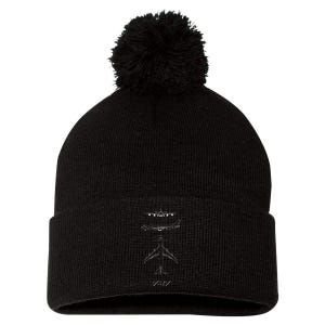 747 Aircraft Drawing Pom Pom 12in Knit Beanie