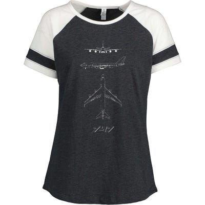 747 Aircraft Drawing Enza Ladies Jersey Colorblock Tee