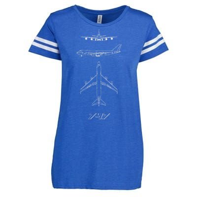 747 Aircraft Drawing Enza Ladies Jersey Football T-Shirt