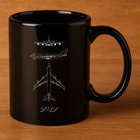 747 Aircraft drawing 11oz C Handle Ceramic Mug