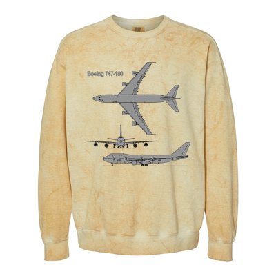 747 Airplane Hand Drawn Graphic Plane Colorblast Crewneck Sweatshirt