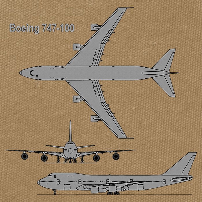 747 Airplane Hand Drawn Graphic Plane Cotton Canvas Backpack