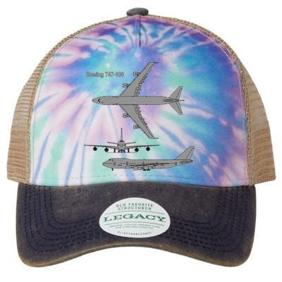 747 Airplane Hand Drawn Graphic Plane Legacy Tie Dye Trucker Hat