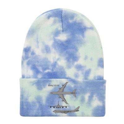 747 Airplane Hand Drawn Graphic Plane Tie Dye 12in Knit Beanie