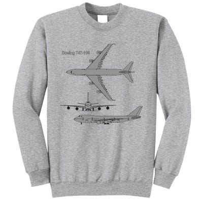 747 Airplane Hand Drawn Graphic Plane Tall Sweatshirt