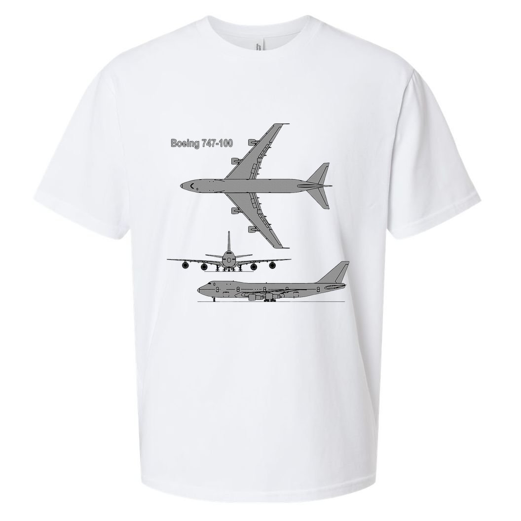 747 Airplane Hand Drawn Graphic Plane Sueded Cloud Jersey T-Shirt
