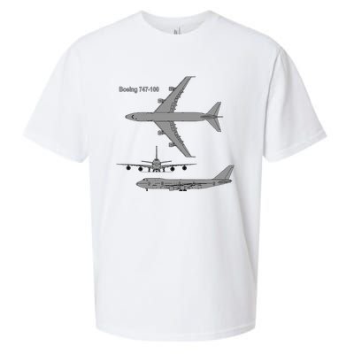 747 Airplane Hand Drawn Graphic Plane Sueded Cloud Jersey T-Shirt