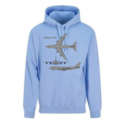 747 Airplane Hand Drawn Graphic Plane Unisex Surf Hoodie