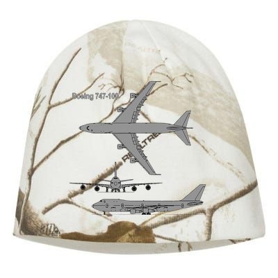 747 Airplane Hand Drawn Graphic Plane Kati - Camo Knit Beanie