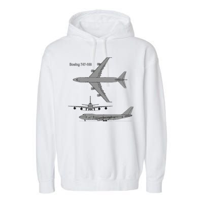 747 Airplane Hand Drawn Graphic Plane Garment-Dyed Fleece Hoodie