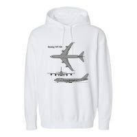 747 Airplane Hand Drawn Graphic Plane Garment-Dyed Fleece Hoodie