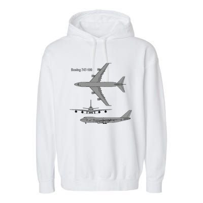 747 Airplane Hand Drawn Graphic Plane Garment-Dyed Fleece Hoodie