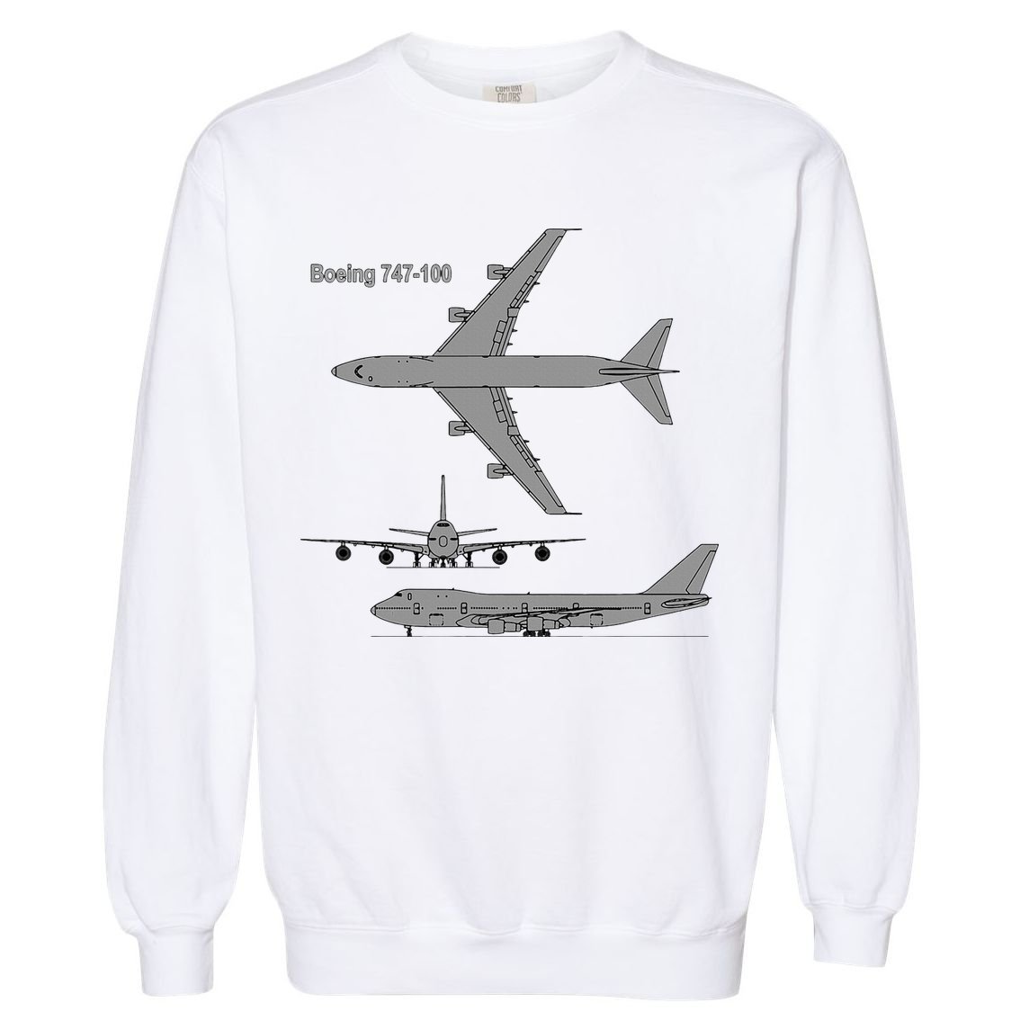 747 Airplane Hand Drawn Graphic Plane Garment-Dyed Sweatshirt