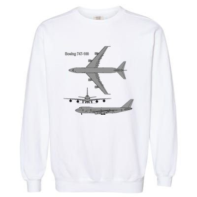 747 Airplane Hand Drawn Graphic Plane Garment-Dyed Sweatshirt