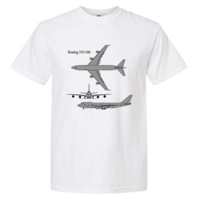 747 Airplane Hand Drawn Graphic Plane Garment-Dyed Heavyweight T-Shirt