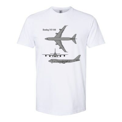 747 Airplane Hand Drawn Graphic Plane Softstyle CVC T-Shirt