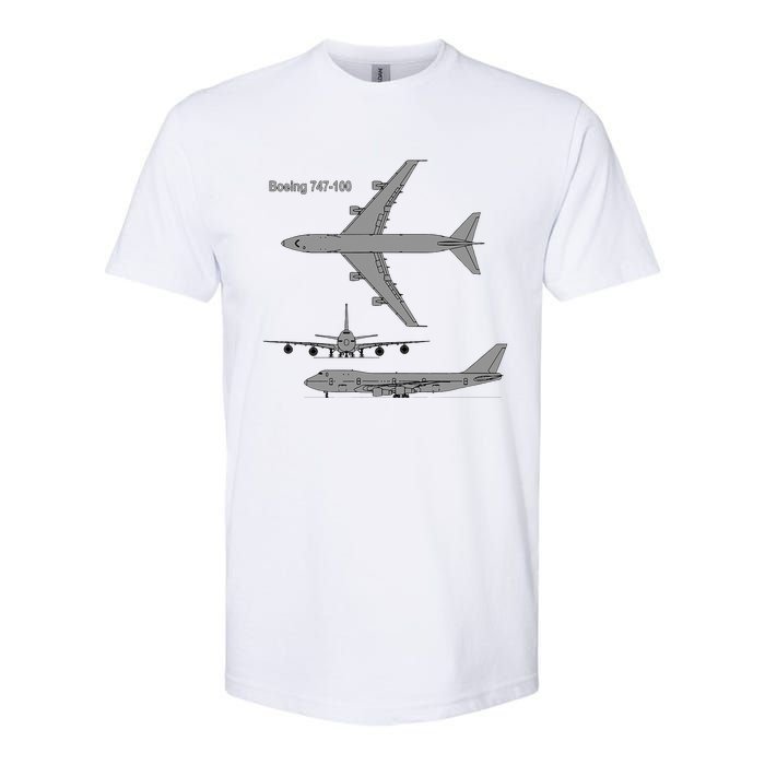 747 Airplane Hand Drawn Graphic Plane Softstyle CVC T-Shirt