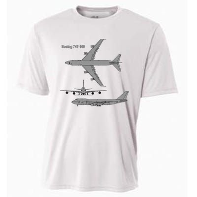 747 Airplane Hand Drawn Graphic Plane Cooling Performance Crew T-Shirt