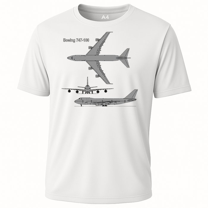 747 Airplane Hand Drawn Graphic Plane Cooling Performance Crew T-Shirt