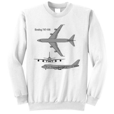 747 Airplane Hand Drawn Graphic Plane Sweatshirt