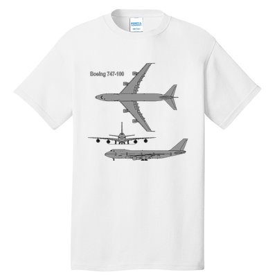 747 Airplane Hand Drawn Graphic Plane Tall T-Shirt