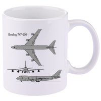 747 Airplane Hand Drawn Graphic Plane 11oz C Handle Ceramic Mug
