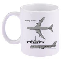 747 Airplane Hand Drawn Graphic Plane 11oz C Handle Ceramic Mug