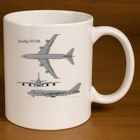 747 Airplane Hand Drawn Graphic Plane 11oz C Handle Ceramic Mug