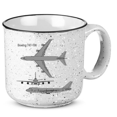 747 Airplane Hand Drawn Graphic Plane 15oz Campfire Ceramic Mug