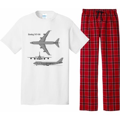 747 Airplane Hand Drawn Graphic Plane Pajama Set