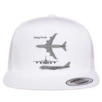 747 Airplane Hand Drawn Graphic Plane Flat Bill Trucker Hat